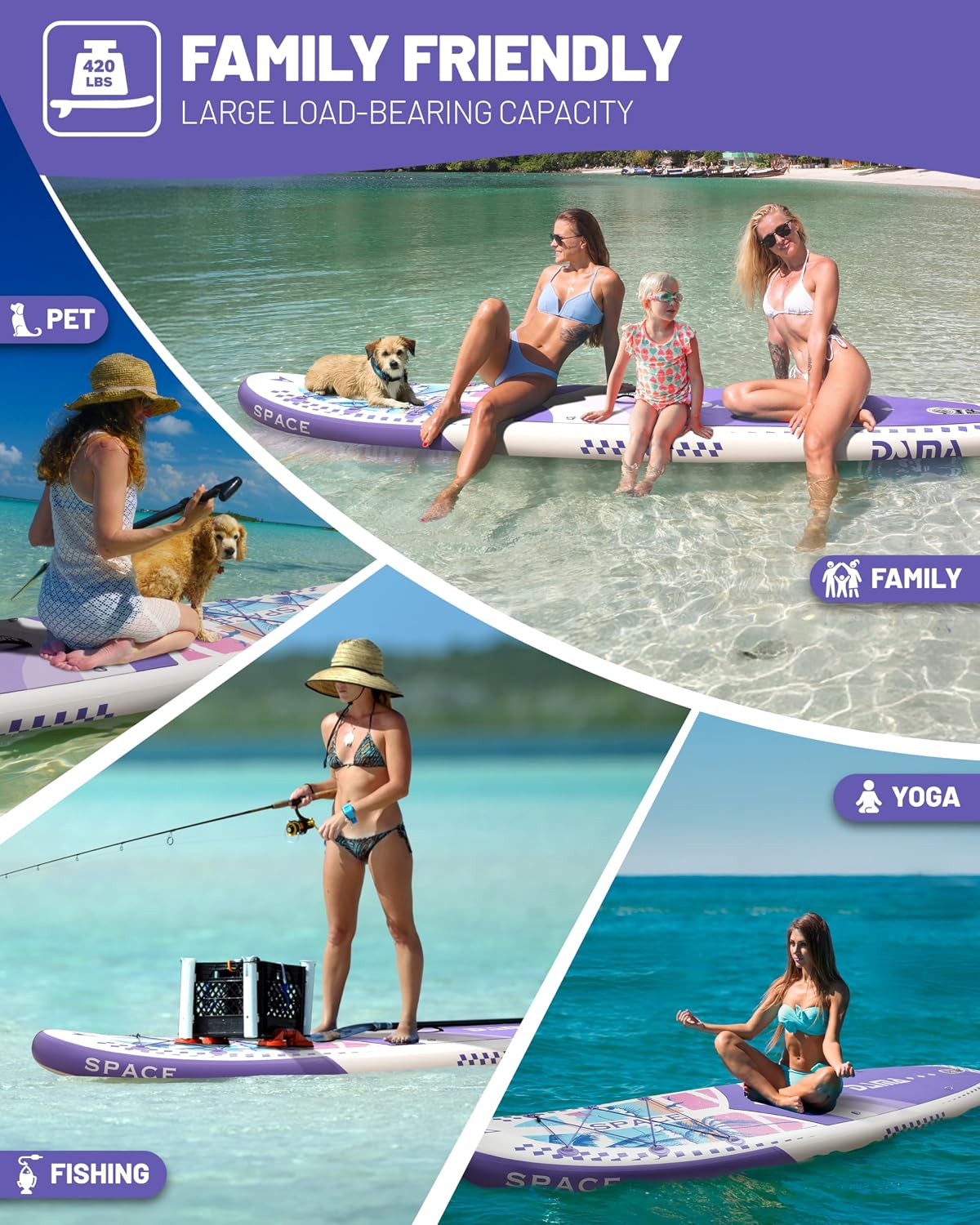 DAMA 11'*34'*6' Inflatable Paddle Board, Paddle Boards for Adults,Sup,Lightweight and Durable, Easy to Inflate, Versatile in Style, Fully Functional, Equipped w/High Grade Accessories.
