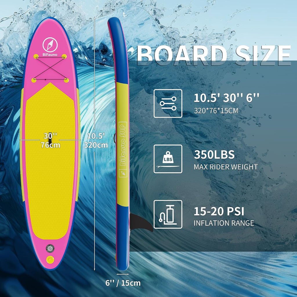Bifanuo Inflatable Stand Up Paddle Board with SUP Accessories and Backpack