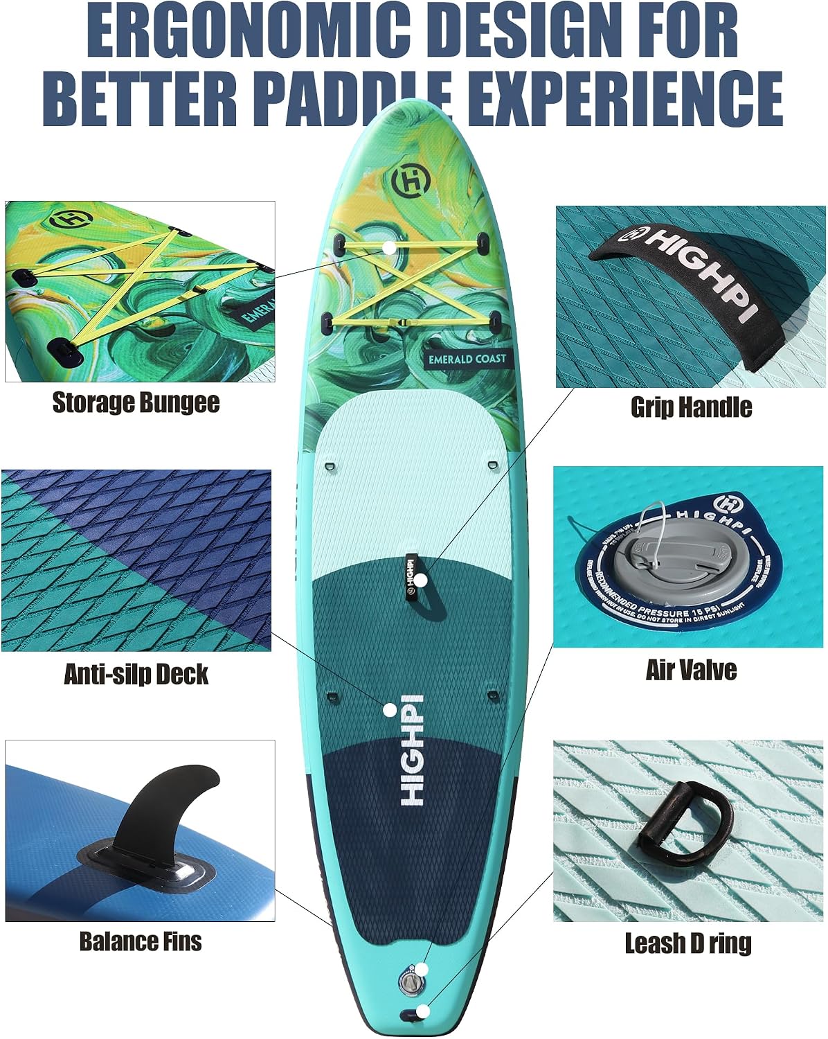 Inflatable Stand Up Paddle Board for Youth and Adults – Wide Sup with Premium Accessories, Blow Up Paddleboard for Surfing, Fishing, Yoga & More