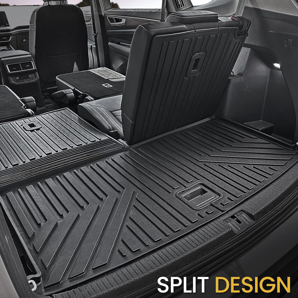 Floor Mats Set for 2018-2025 2026 Volkswagen VW Atlas 7 Seats Bench Seating Car Mat Accessories(Not Fit Cross Sport), All Weather TPE Cargo Liner Trunk Mat(Floor Mats+2-in-1 Cargo Mat)