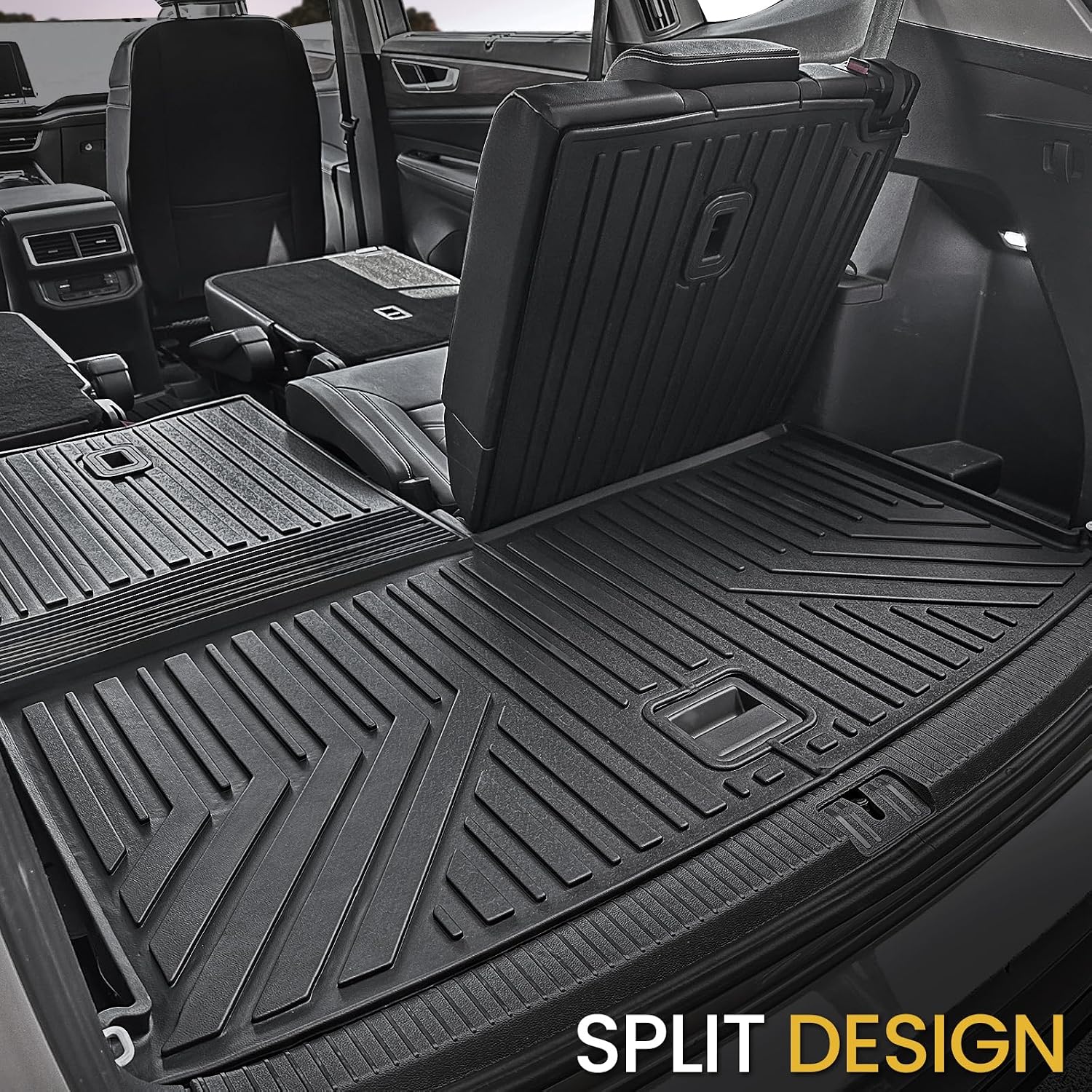 Floor Mats Set for 2018-2025 2026 Volkswagen VW Atlas 7 Seats Bench Seating Car Mat Accessories(Not Fit Cross Sport), All Weather TPE Cargo Liner Trunk Mat(Floor Mats+2-in-1 Cargo Mat)
