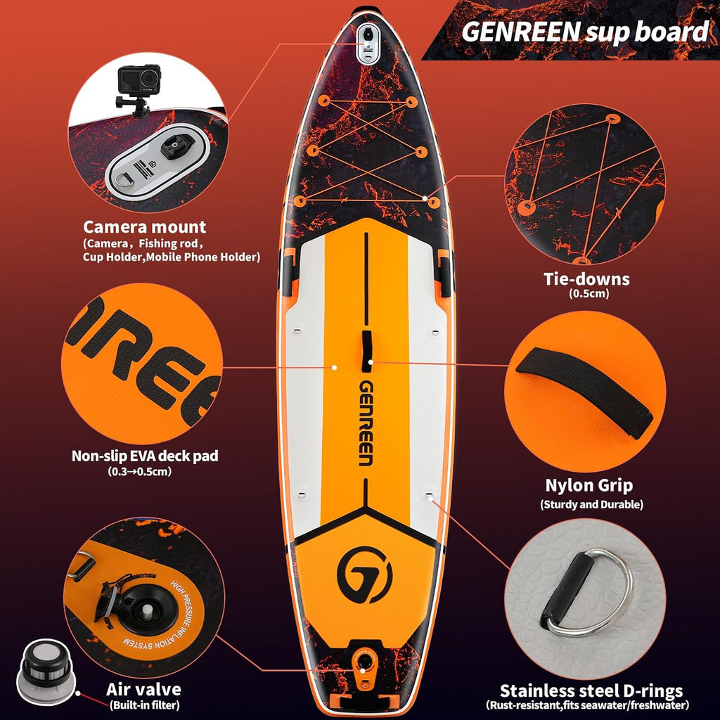 Paddle Board Stand up Paddle Board (Extra Large 11'*33/34') Newly Improved 2 Side Layers 450LBS Quality Inspection×5 (All-Season for JP customers) paddleboards Fishing Family Pet Friendly