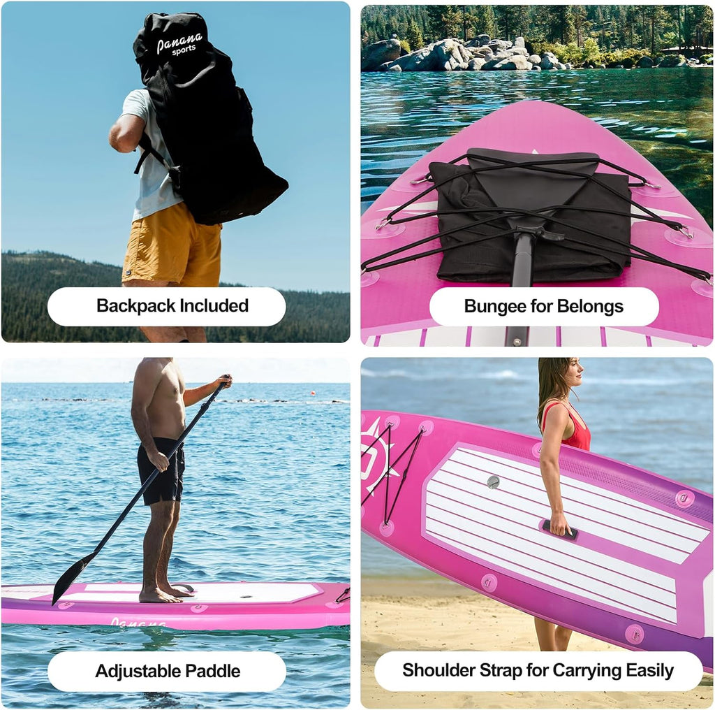 Panana Inflatable Stand Up Paddle Board 10'/10'8''x30''/32''x6'' iSUP Non-Slip Deck Paddleboard for Adults Beginners Youth, with Paddle Pump Fins Leash Backpack