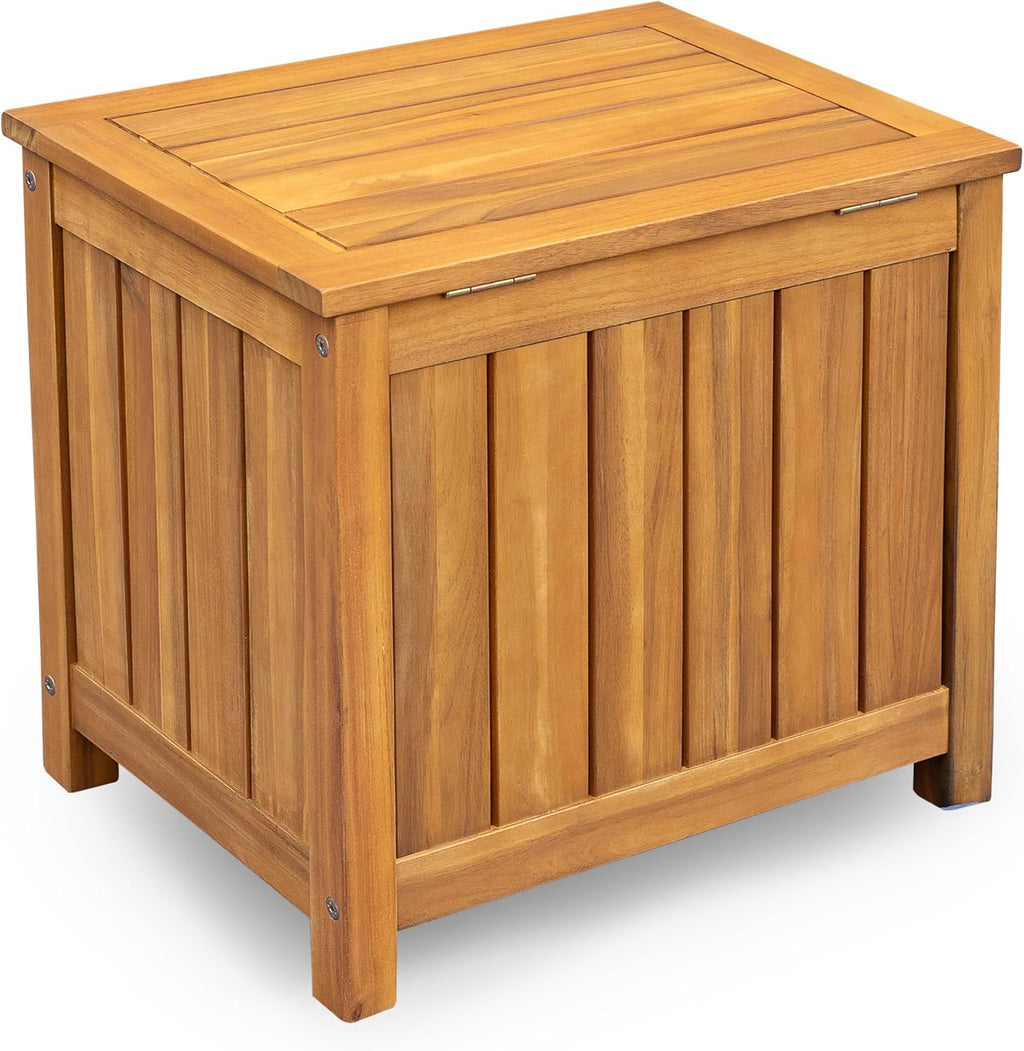 Christopher Knight Home Kensy Acacia Wood Outdoor Storage Box, 30 Gallons Wooden Patio Deck Box, Garden Backyard Tool Storage, Outdoor Storage Container for Patio Furniture Cushion, Teak Finish