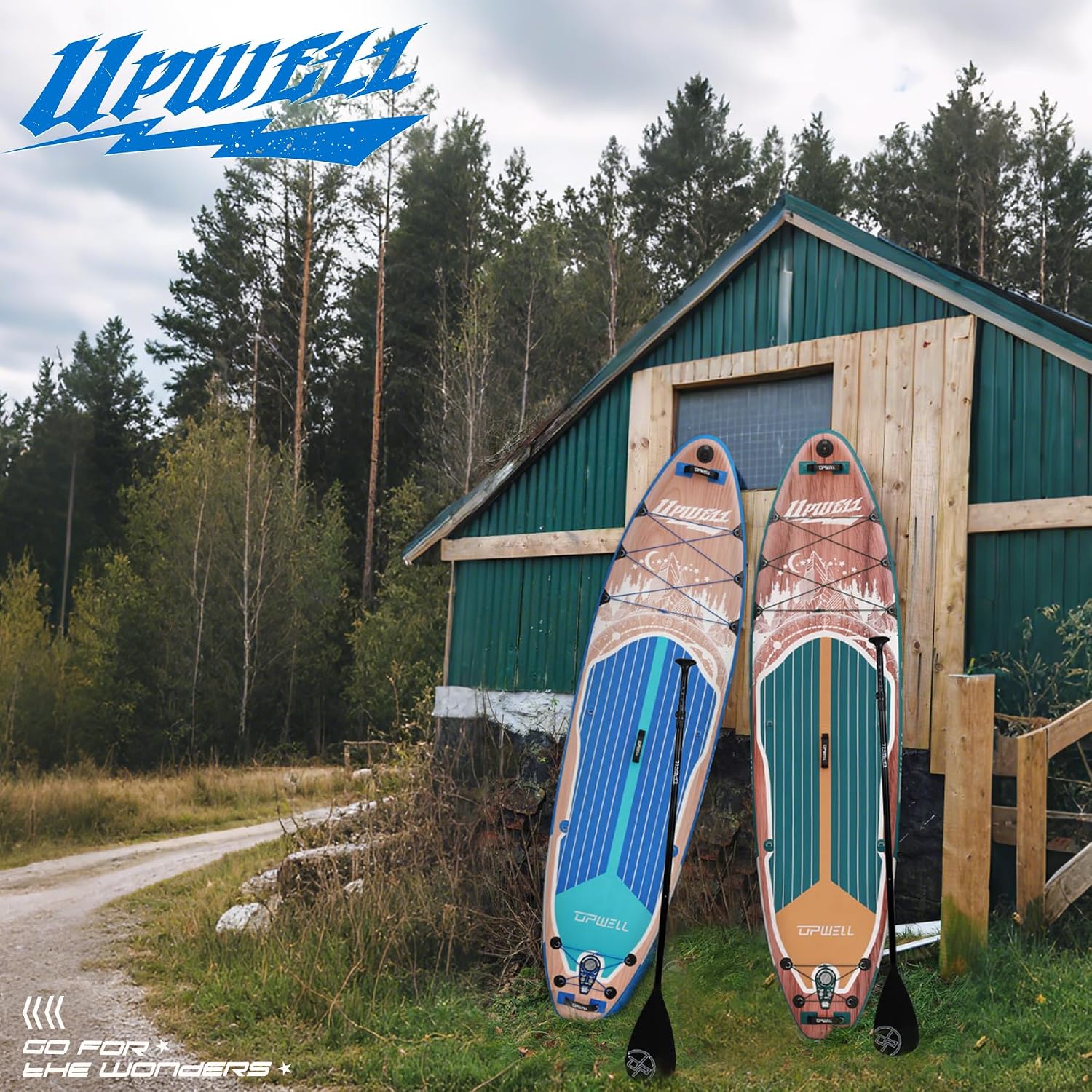 UPWELL 10'6'/11'/11'6' Inflatable Paddle Board, Stand Up Paddlboard for Youth & Adults, Stable Design, Premium SUP Accessories, Backpack, Leash, Hand Pump, Fins
