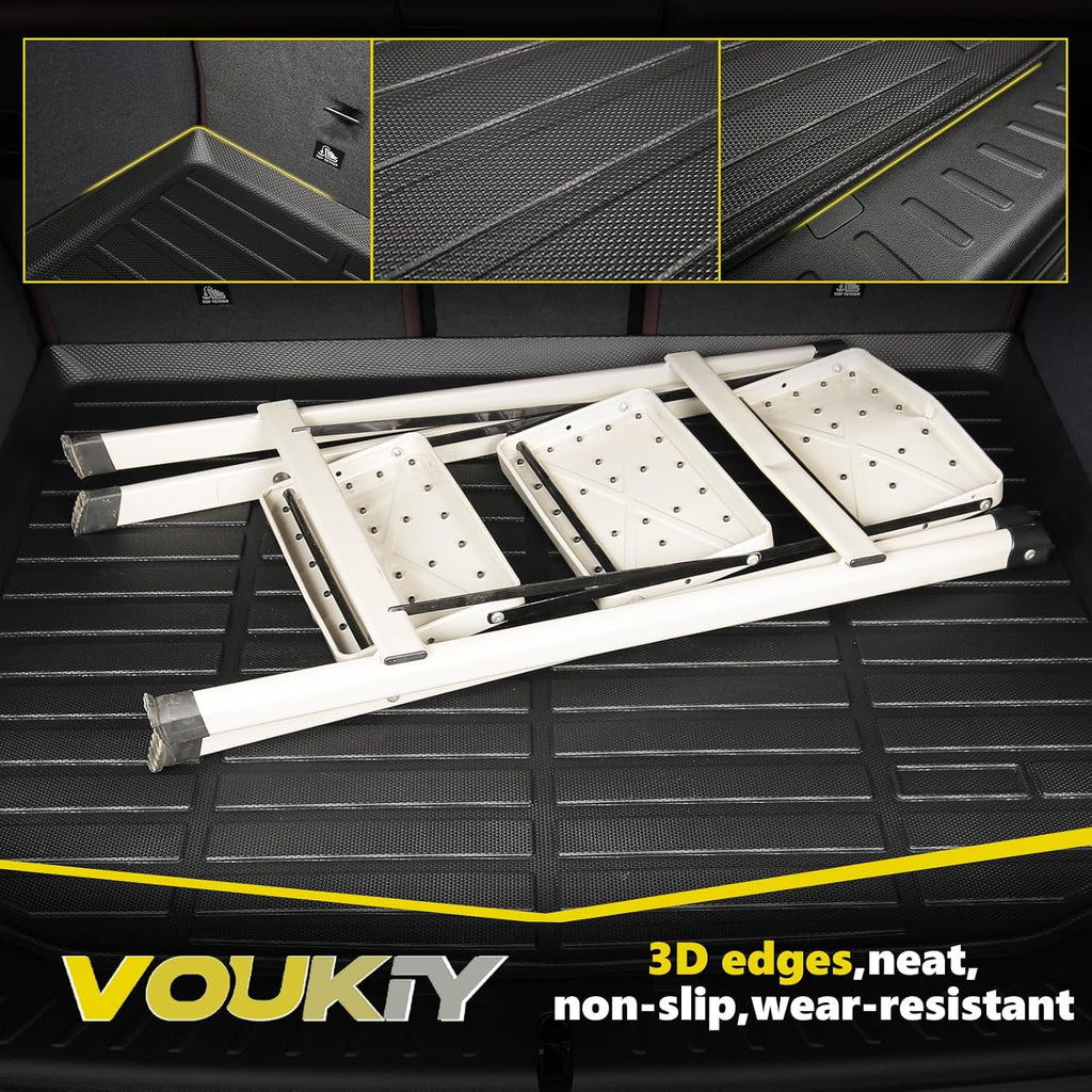 All Weather Car Floor Mats & Cargo Liner Set Fit for Audi Q7 / SQ7 7 Seats 2020 2021 2022 2023 2024 2025 2026 Floor Liners Trunk Liner Q7 Cargo Mat Accessories Black