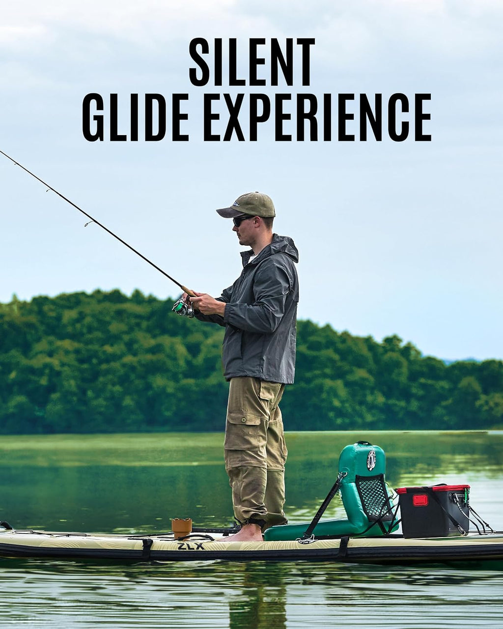 ZLX 11'6''x42'' Extra Wide Inflatable Fishing Paddle Board for Adults- Stable Non-Slip Deck Pad, Dual Reinforced Sides & Quiet Glide, 400lb Capacity SUP, Rod Mount, Camera Mount