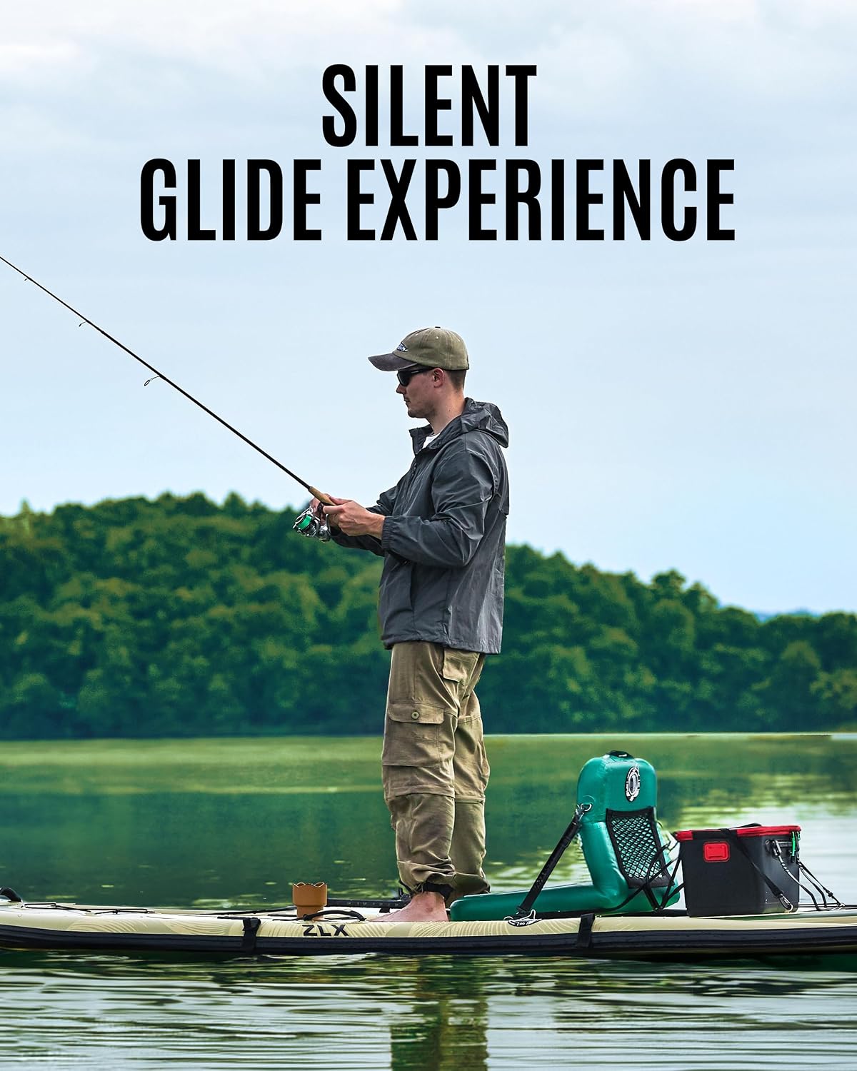 ZLX 11'6''x42'' Extra Wide Inflatable Fishing Paddle Board for Adults- Stable Non-Slip Deck Pad, Dual Reinforced Sides & Quiet Glide, 400lb Capacity SUP, Rod Mount, Camera Mount
