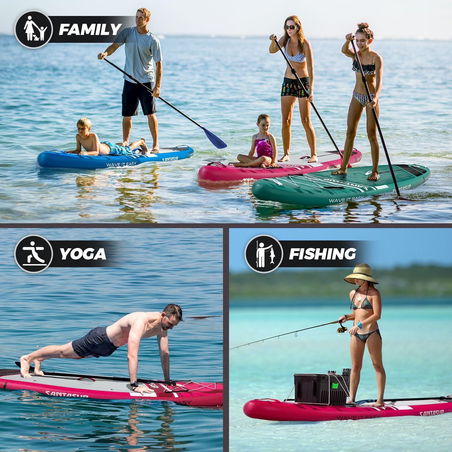 Inflatable Stand Up Paddle Board with SUP Accessories, Anti-Slip EVA Deck, 10'6'/11' Wide Stance Board, Sup Board for Adults & Youth of All Skill Levels Backpack