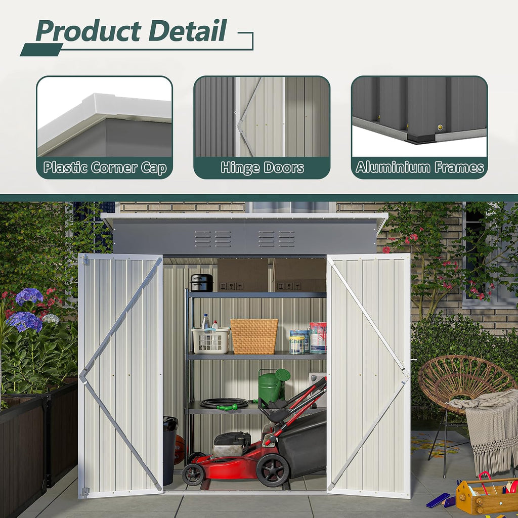 Ball & Cast 6x4FT Storage Shed with Lockable Door,Heavy Duty Outdoor Metal Sheds with Punched Vent, Waterproof Tool Sheds for Garden,Backyard,Lawn,Easy to Assemble,Gray