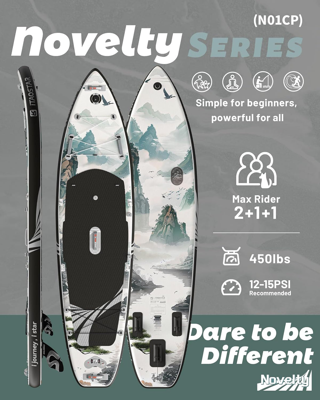 iTAOSTAR Novelty 11'6' x 35' Inflatable Stand Up Paddle Board with Seat- Stable SUP Board for Adults - Portable Paddleboard for Yoga, Surfing, Fishing - Includes Full Accessories Kit