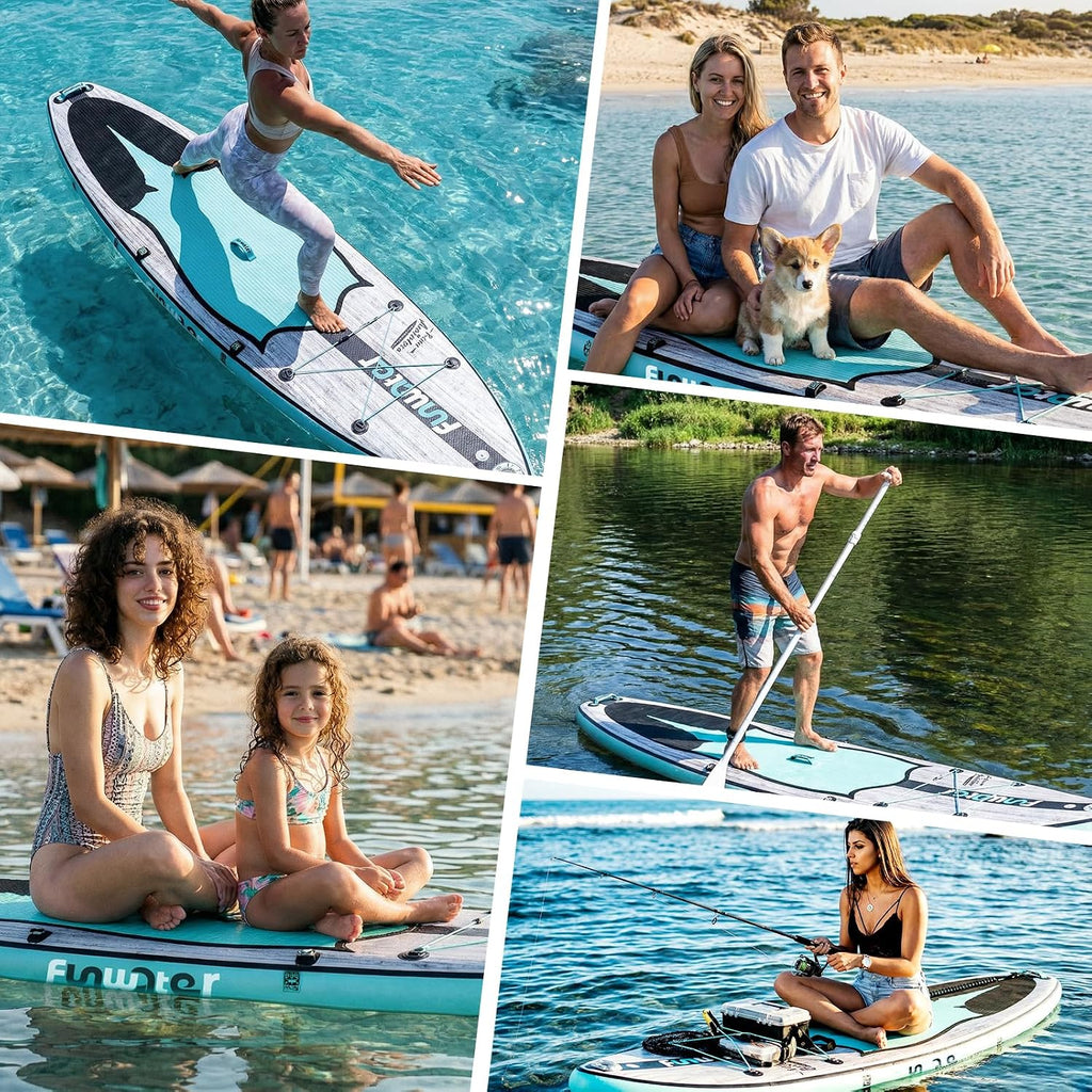 FunWater Inflatable Stand Up Paddle Board 10'6'/11'/11'6' Paddle Board for Adults & Youth, Paddleboards Inflatable with Premium SUP Accessories, Wide Stable, Non-Slip Comfort Deck