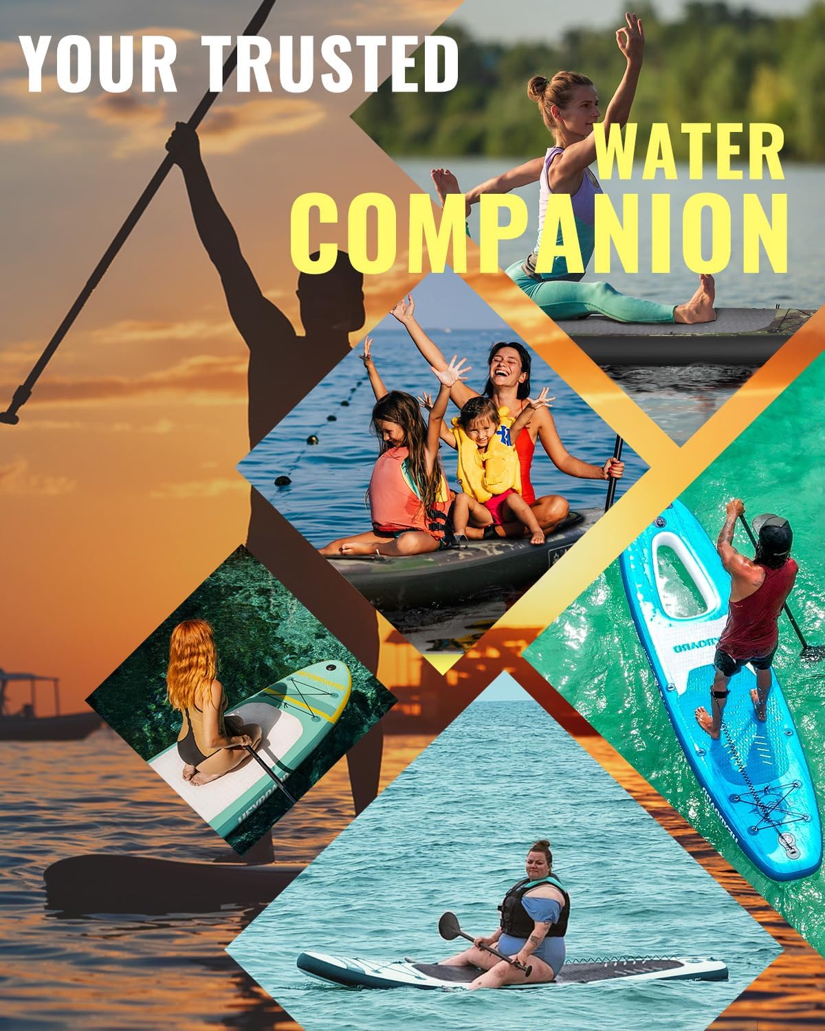 HEYBOARD Inflatable Stand Up Paddle Board 10'6'×32'×6' Standup Paddleboard with Premium SUP Accessories & Backpack, Non-Slip Deck, Waterproof Bag, Leash, Paddle, Hand Pump