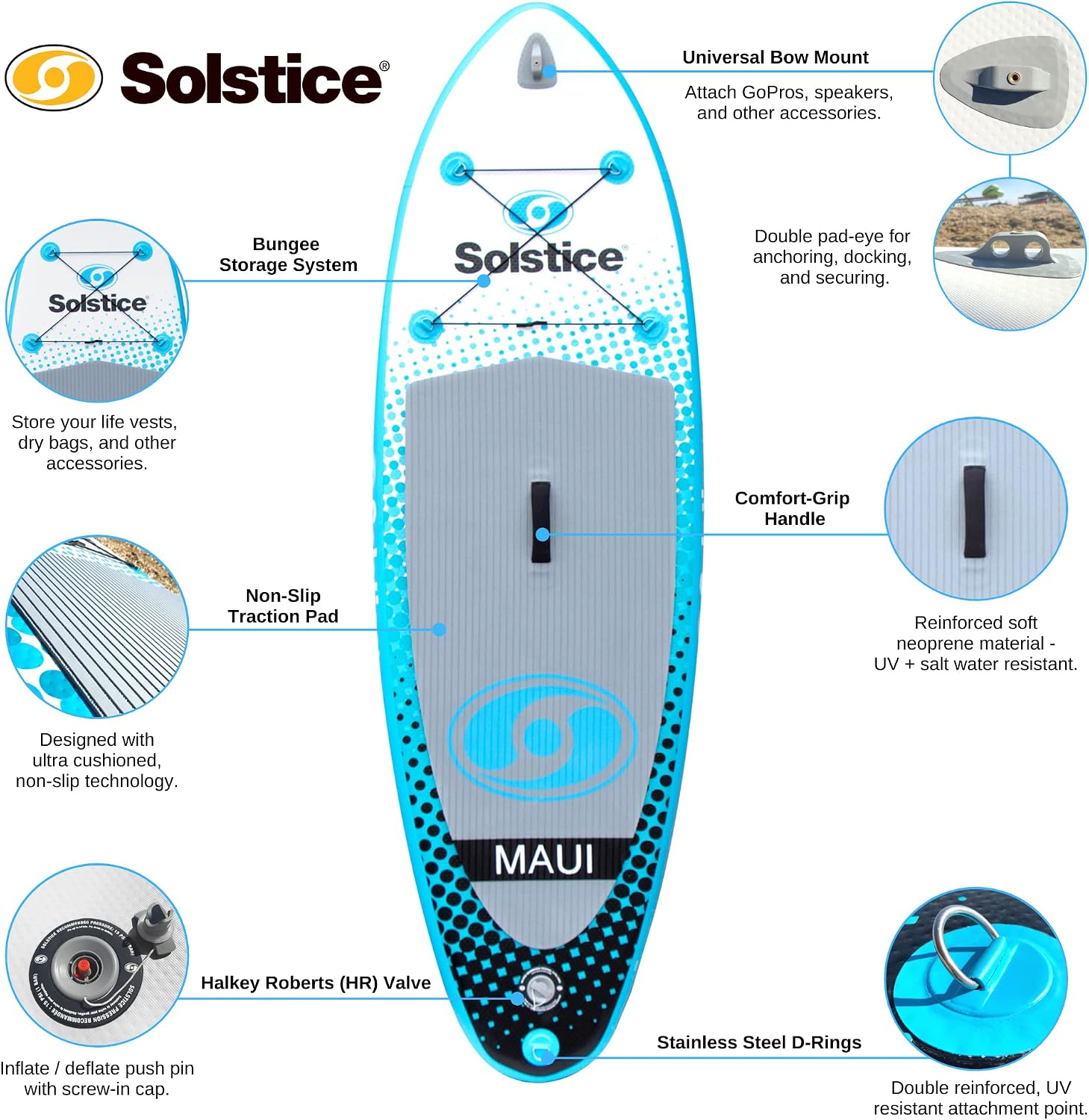 Solstice Watersports Maui Inflatable Stand-Up Paddle Board Kit (8' x 29'' x 5'')