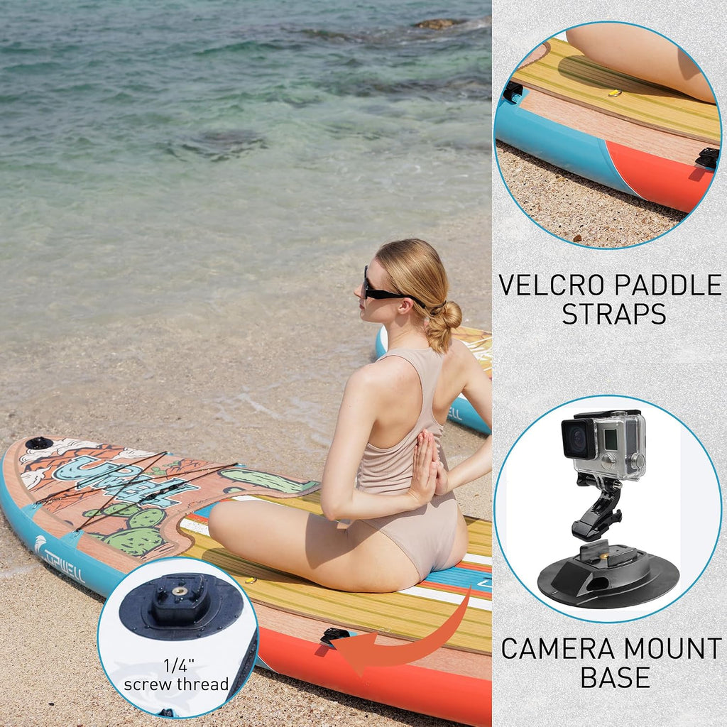 UPWELL 11'6'/11'2'/11'/10'8'/10'6'/10'2' Inflatable Stand Up Paddle Board with sup Accessories Including Backpack, Repairing Kits, Non-Slip Deck, Leash, 3 Fins, Paddle and Hand Pump