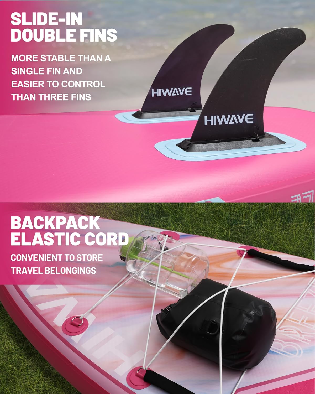 Hiwave Inflatable Stand Up Paddle Board 11'*34'*6' Sup Board, 420lbs Capacity Adult&Youth Paddle Board, Pet Friendly for Ocean&Lake, w/Double Action Hand Pump