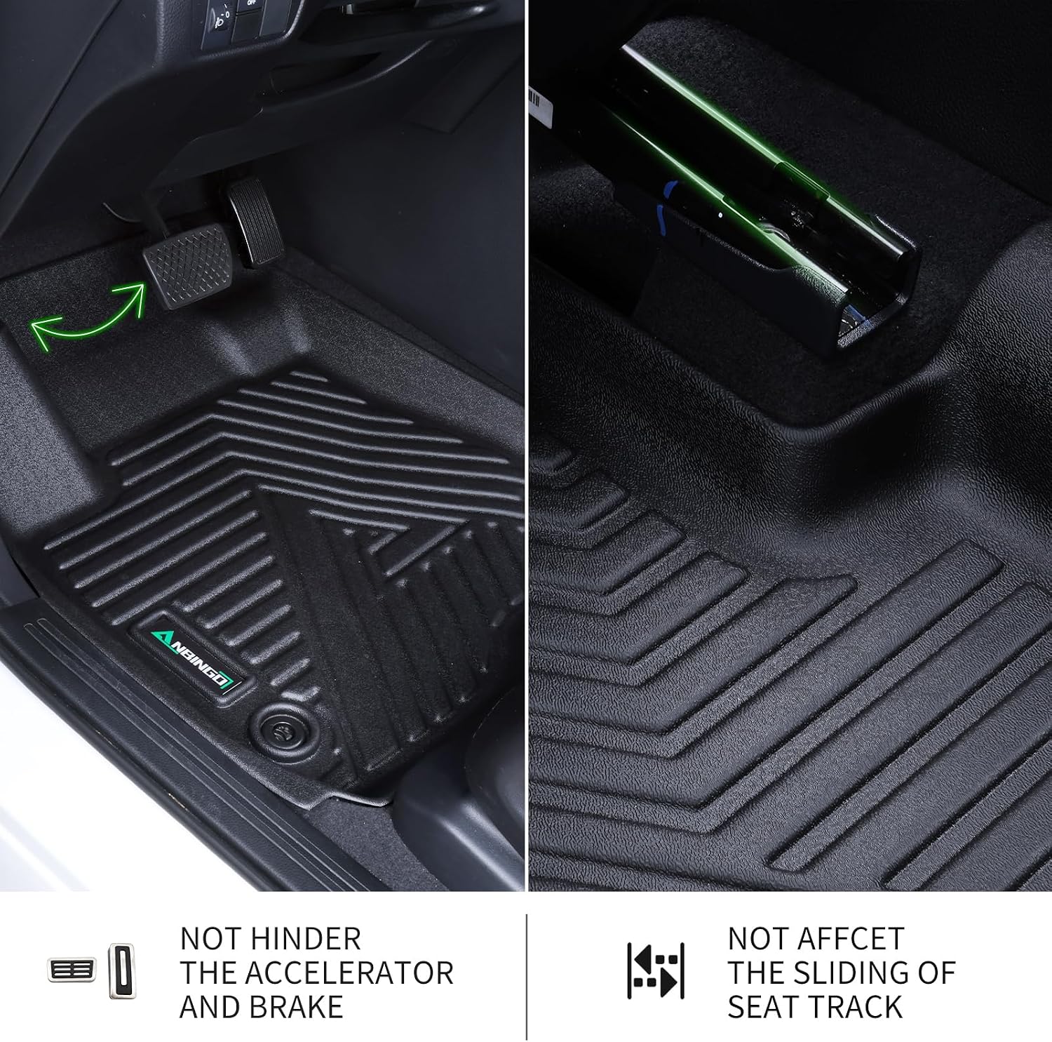 ANBINGO® Floor Mats & SeatBack Cargo Liner for Mazda CX90 2024 2025 2026/7 Passenger / 2nd Row with Bucket Seat or Captain Seat / (60/40 Velcro Tape Fixed Backmats) TPE 3 Rows Waterproof Car Mat