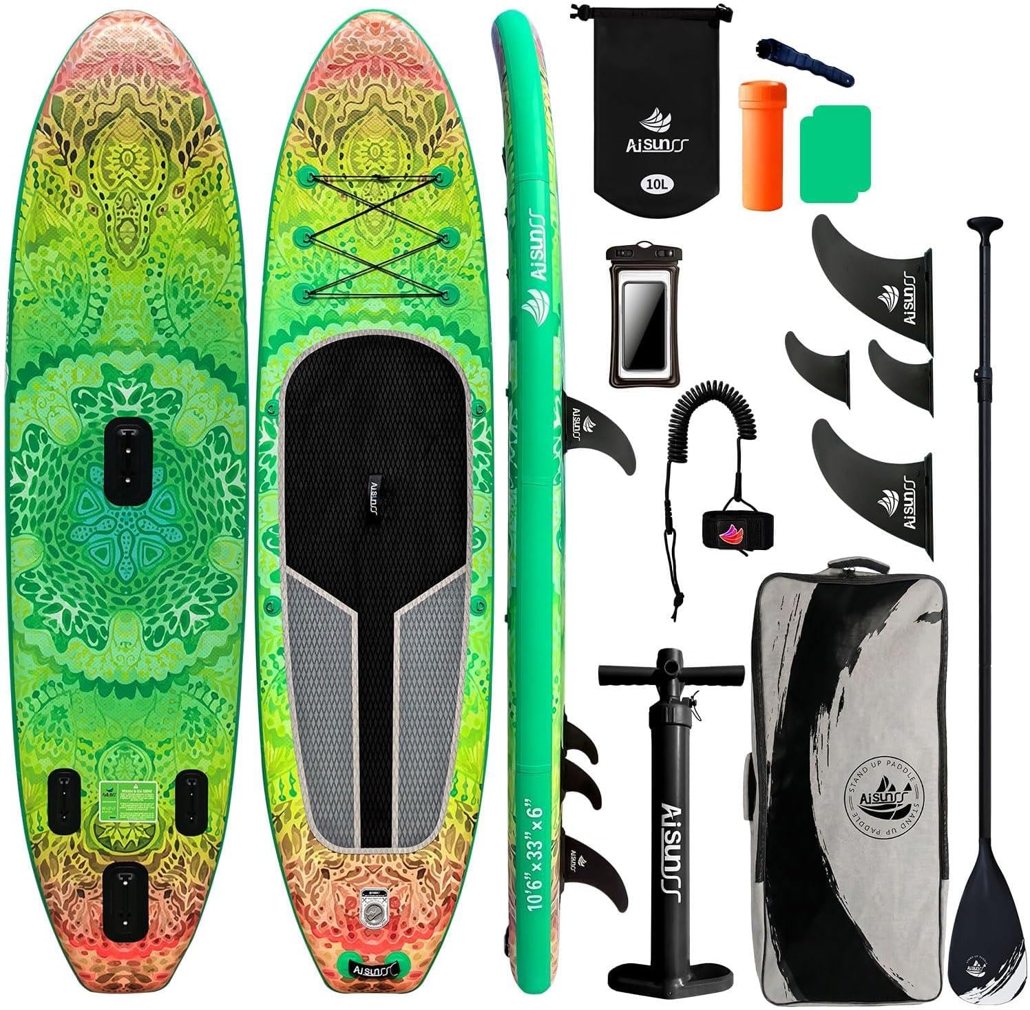 Inflatable Paddle Board for Adult, Paddle Board for All Skill Levels, Wide SUP Board with Primium Accessories Include SUP Carry Bag, Hand Pump, 10L Waterproof Bag