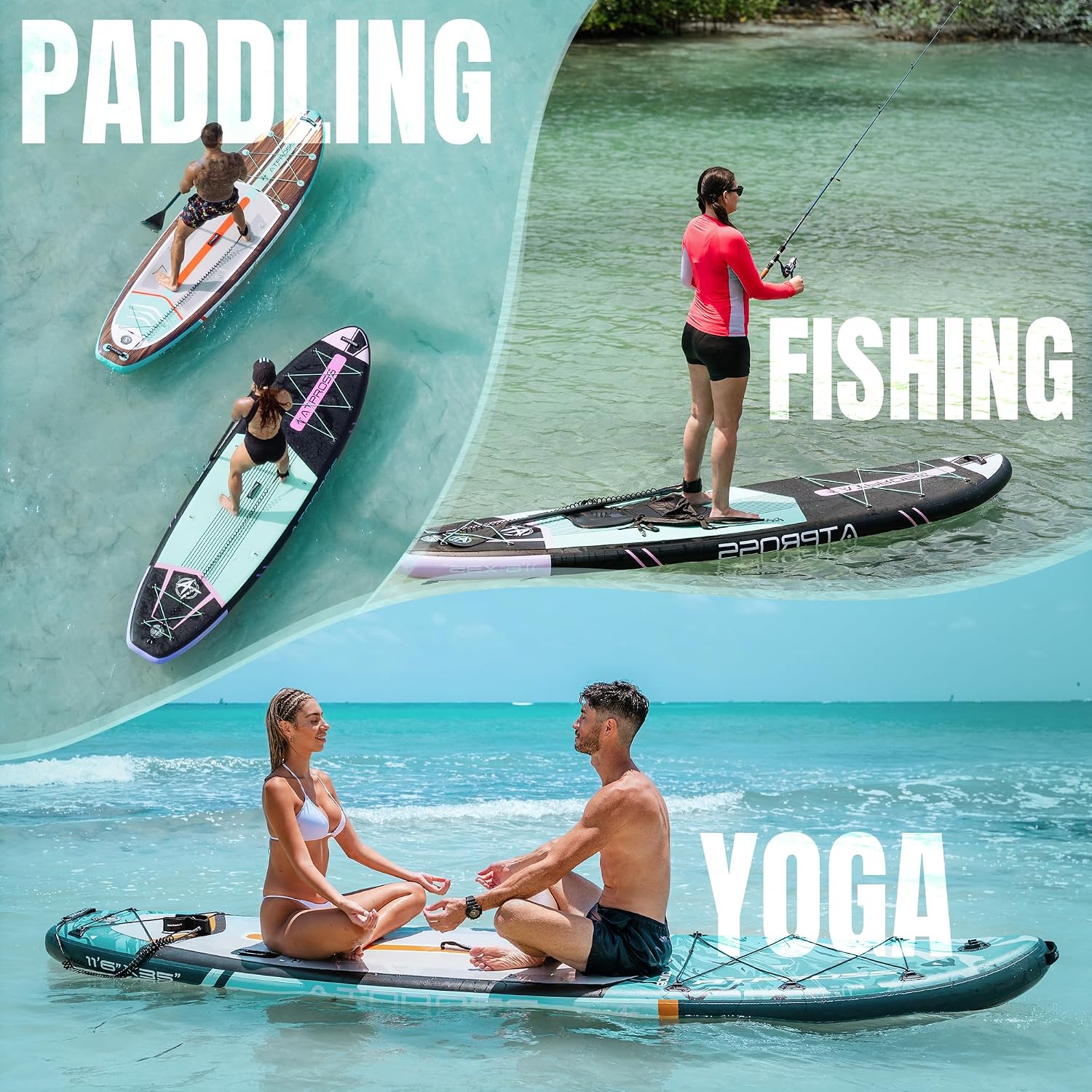 11'6'x35' Inflatable Paddle Board, 450lbs Extra Wide Stand Up Paddleboard for Adults with Premium SUP Accessories Kit & Backpack, Blow Up Kayak Non-Slip Stable Deck Boat for Yoga Fishing Surf