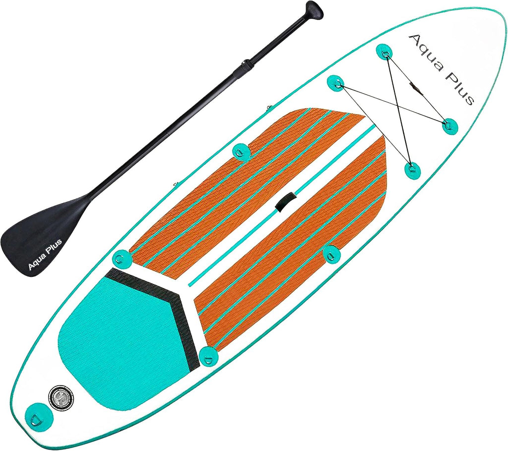 Aqua Plus 6inches Thick Inflatable SUP for All Skill Levels Stand Up Paddle Board,Paddle,Pump,ISUP Travel Backpack, Leash,Shoulder Strap,Youth,Adult Inflatable Paddle Board
