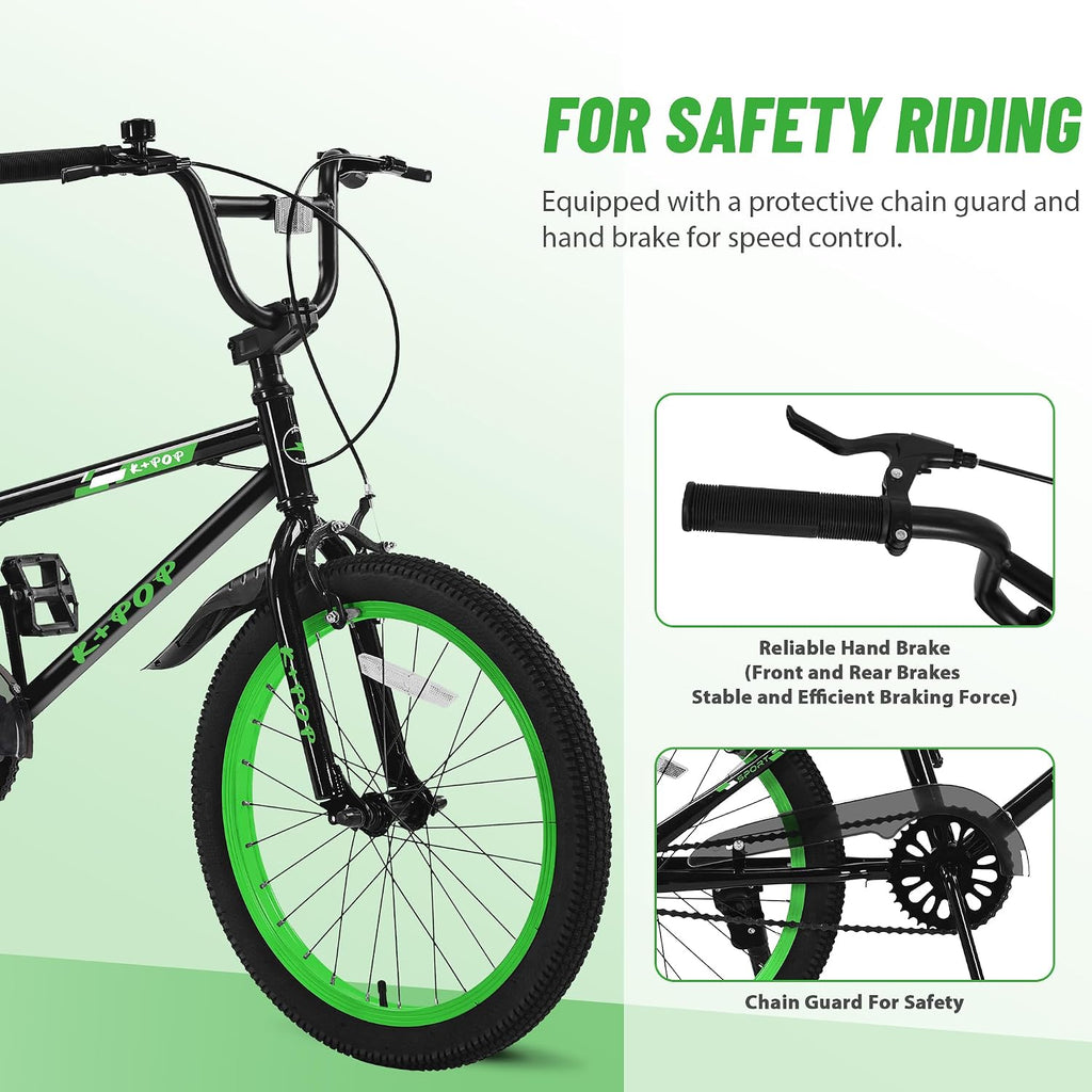 20 Inch Kids' Bike for Boys Aged 7-12, BMX-Style Boys Bike for Kids, Lightweight Children's Bicycles, Kids' Bicycles with Front and Rear Brakes, Adjustable Seat, Kickstand