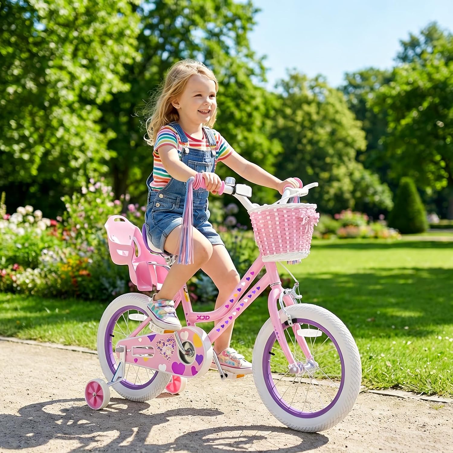 XJD Girls Bike for 2-12 Years Old Kids 12 14 16 20 Inch Toddler Bike,Retro Style Kids Bike with Training Wheels, 20 Inch Girl Bicycle with Kickstand