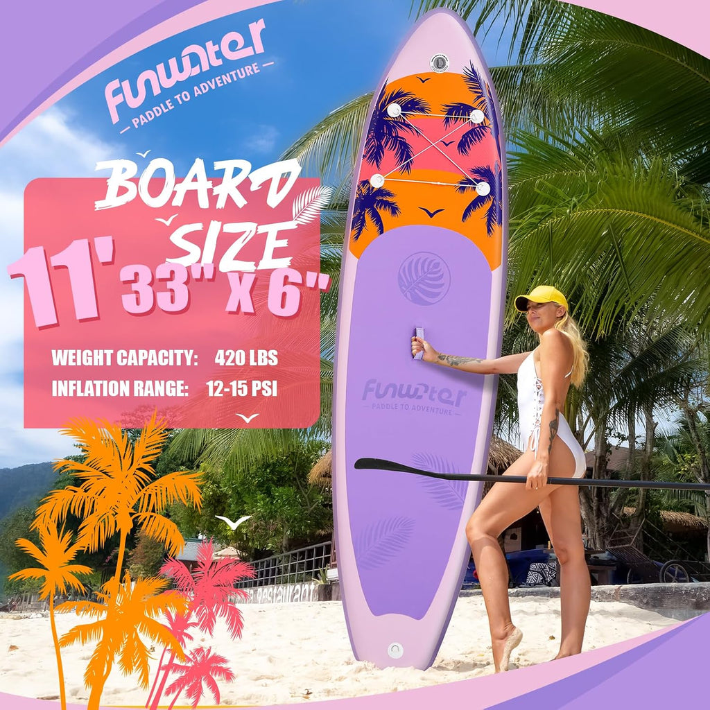 FunWater Stand Up Paddle Board Ultra-Light Inflatable Paddleboard with SUP Accessories for Adults & Youth of All Skill Levels