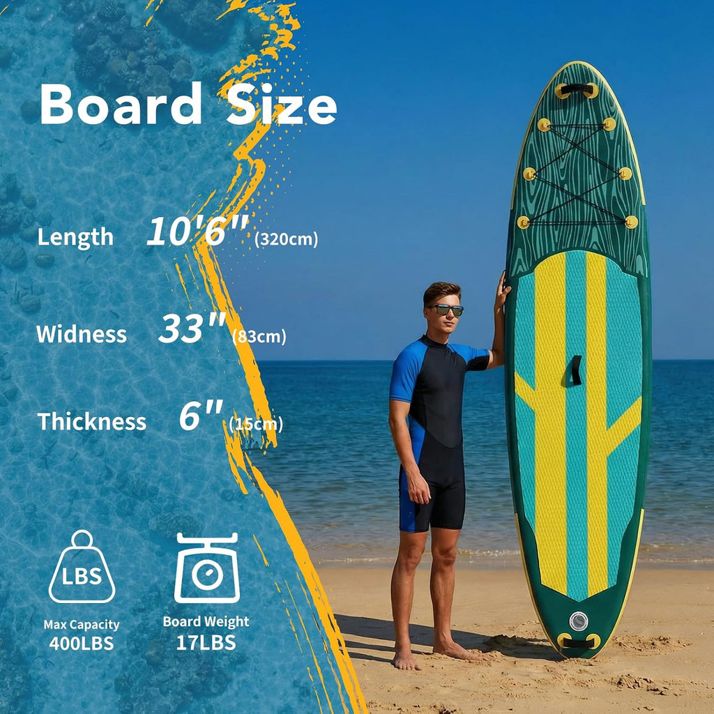 Sweetcrispy Inflatable Stand Up Paddle Board with Premium SUP Paddleboard Accessories,2-in-1 Paddle,Wide Stable Design,Non-Slip Comfort Deck for Adults & Youth of All Skill Levels