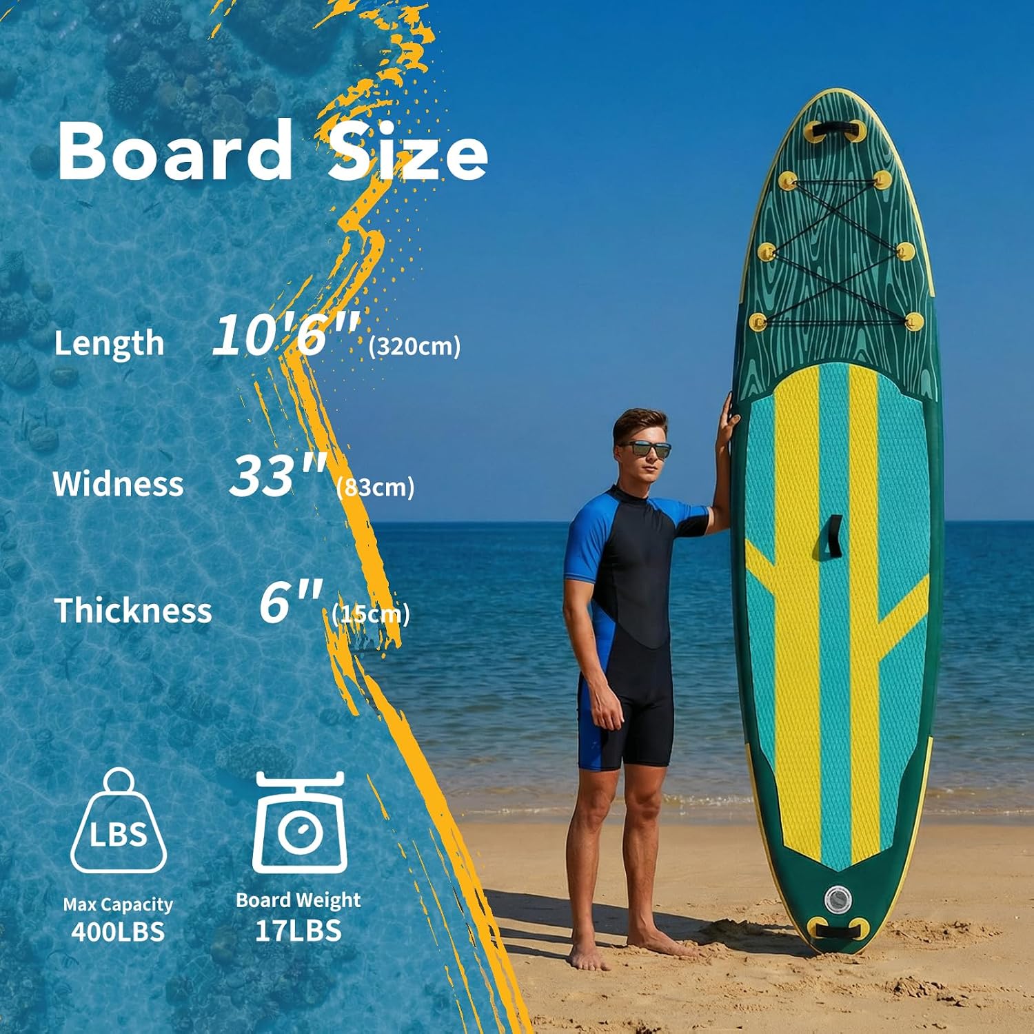 Sweetcrispy Inflatable Stand Up Paddle Board with Premium SUP Paddleboard Accessories,2-in-1 Paddle,Wide Stable Design,Non-Slip Comfort Deck for Adults & Youth of All Skill Levels