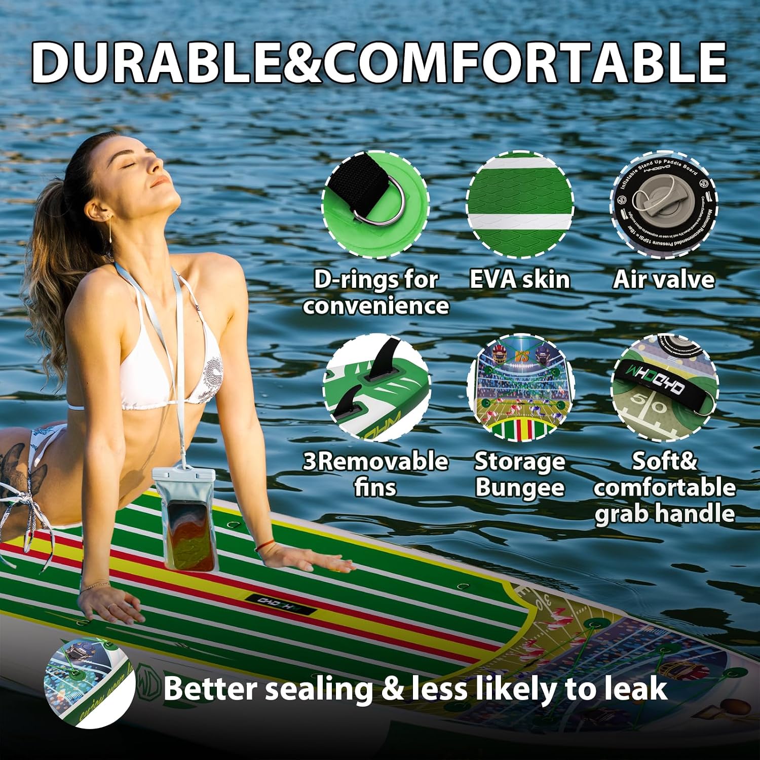 Inflatable Stand Up Paddle Board 11' × 33' × 6', Yoga Board with Durable SUP Accessories for Adults & Youth, Versatile Paddle Board