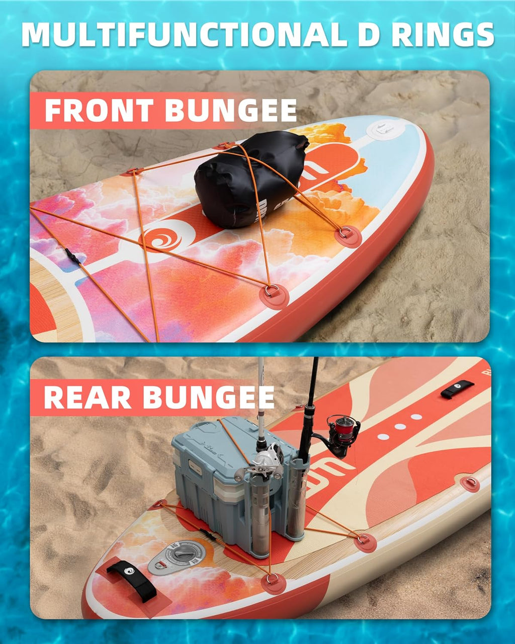 11'*33'/34' Inflatable Stand Up Paddle Board for Beginners,400/420lbs Capacity, Anti-Slip EVA Deck, Includes Adjustable Paddle, Pump, Backpack & SUP Accessories for Surfing, Fishing, Yoga & More