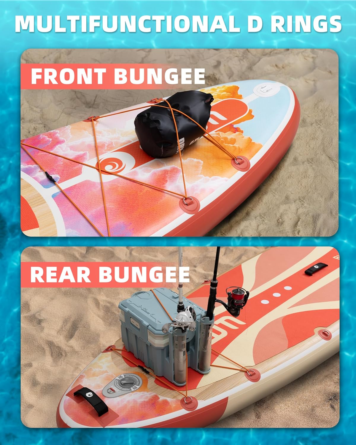 11'*33'/34' Inflatable Stand Up Paddle Board for Beginners,400/420lbs Capacity, Anti-Slip EVA Deck, Includes Adjustable Paddle, Pump, Backpack & SUP Accessories for Surfing, Fishing, Yoga & More
