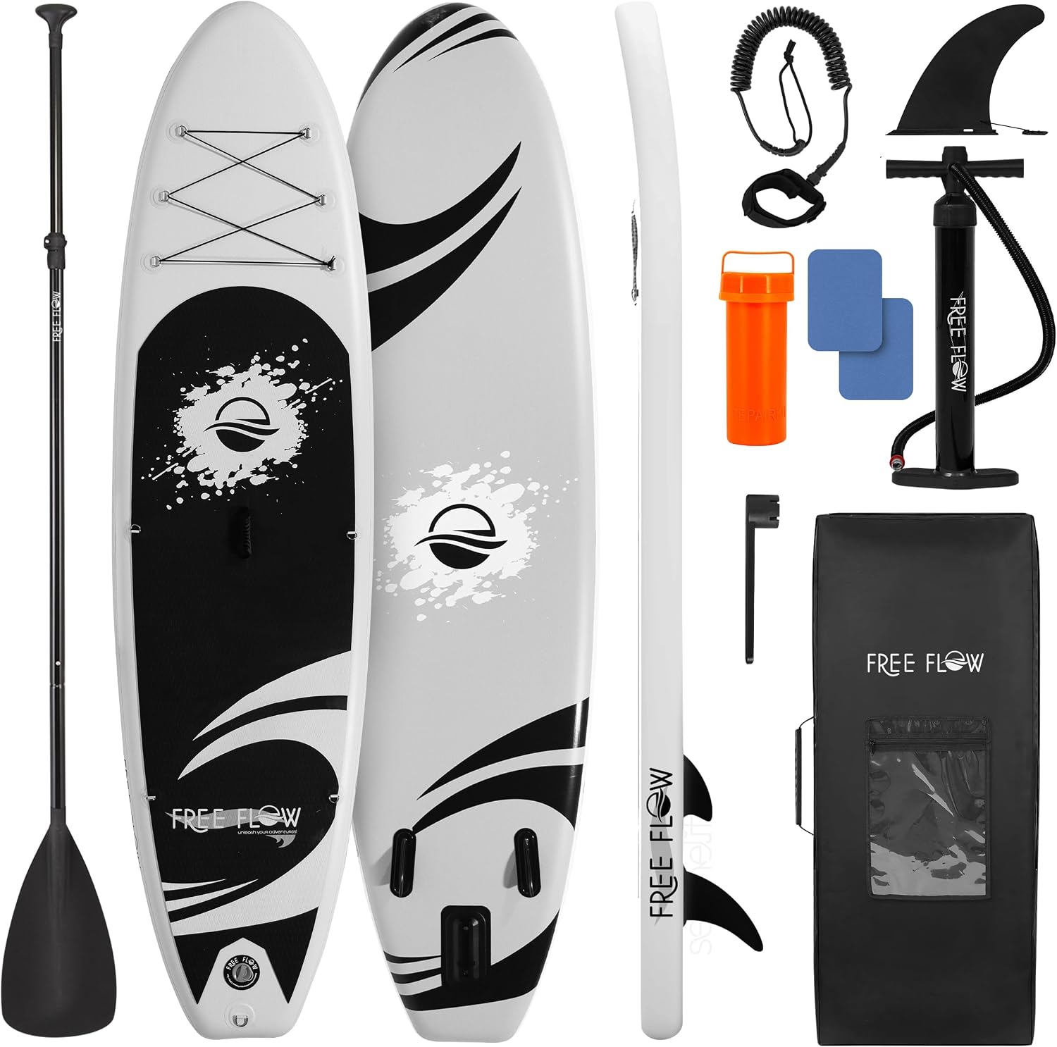SereneLife Inflatable Stand Up Paddle Board - Wide Stable Design, Non-Slip Deck for Adults & Youth with Premium Paddle Board Accessories: Carry Bag, Dual Action Pump, Paddle, Ankle Leash
