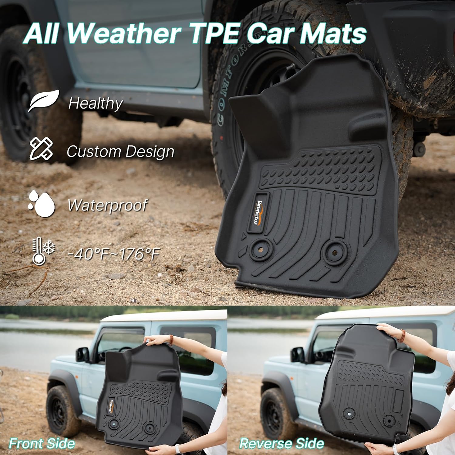 Binmotor-Floor Mats for Subaru Legacy/Outback 2020-2025, 2 Rows All Weather Car Mats, Waterproof TPE Liners for Subaru Legacy Accessories-Black