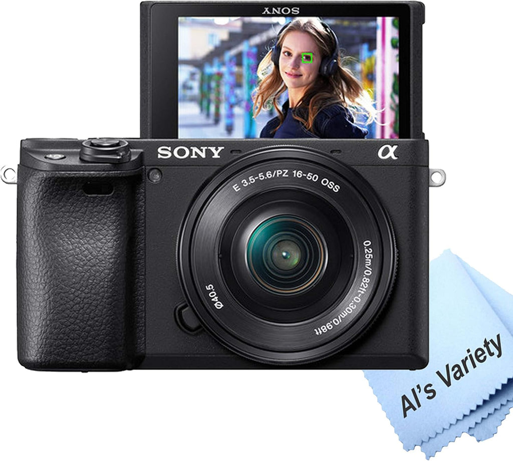 Sony a6400 Mirrorless Camera with 16-50mm Lens + 64GB Memory, Filters,Case, Tripod, Flash, and More (28pc Bundle) (Renewed), Black