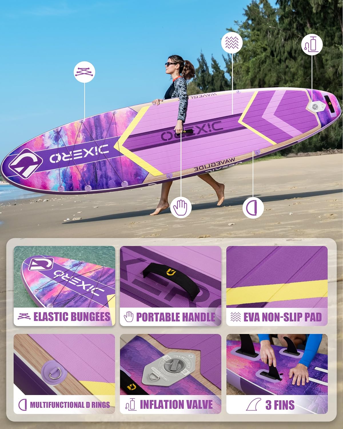 Inflatable Stand Up Paddle Board with SUP Accessories, 11'*33' Inflatable Paddle Boards for Adults & Youth of All Skill Levels