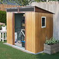 6x5 ft Outdoor Metal Storage Shed with Floor Floor and Window, Lockable Galvanized Steel Tool Shed with Sliding Door, Air Vent and Transparent Plate, Waterproof Garden Storage House for Backyard