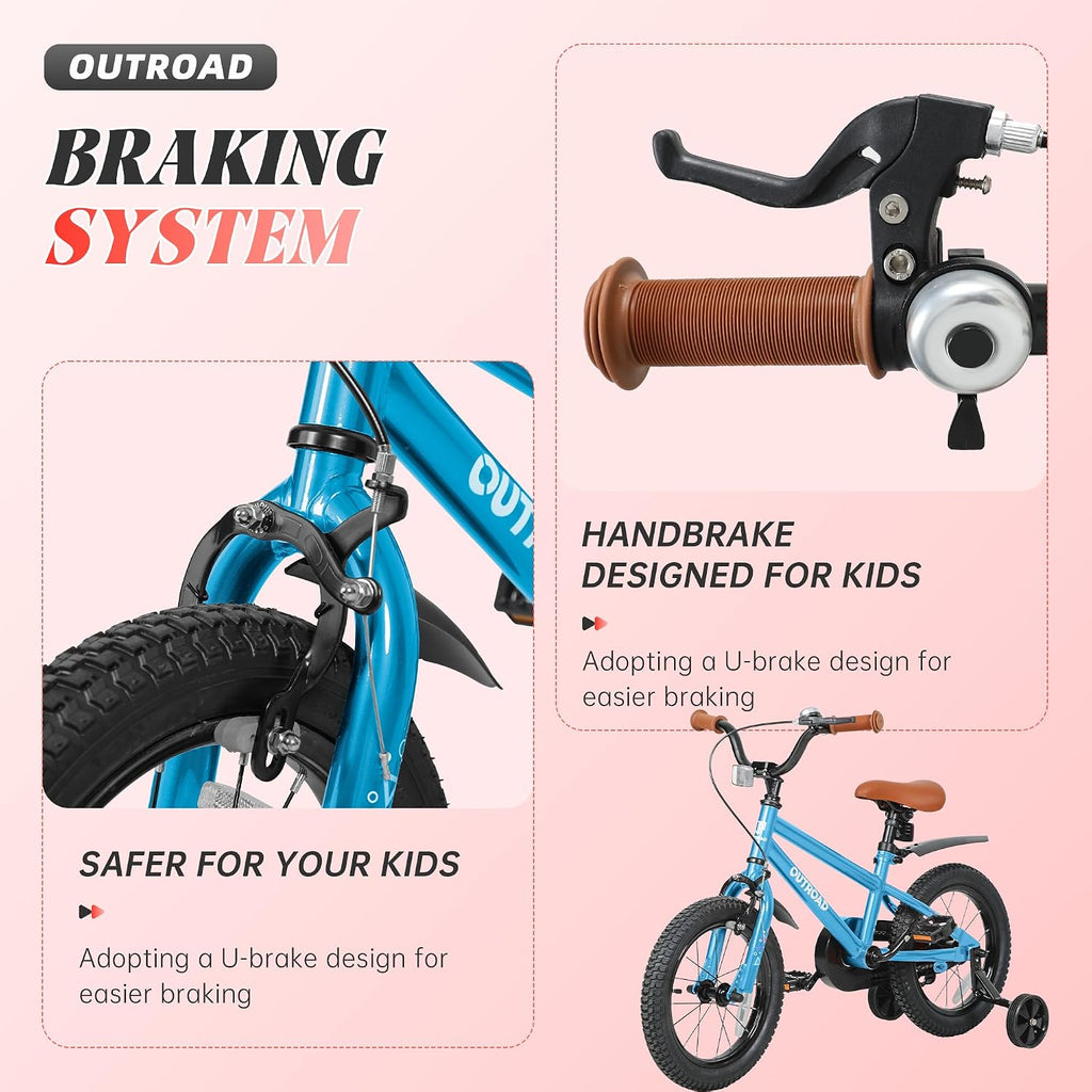 Betterland Folding Kids Bike,14/16/18 Inch Children Bicycle with Training Wheels and Dual Handbrakes Toddler Sport Bicycle for 3-9 Years Old Boys and Girls