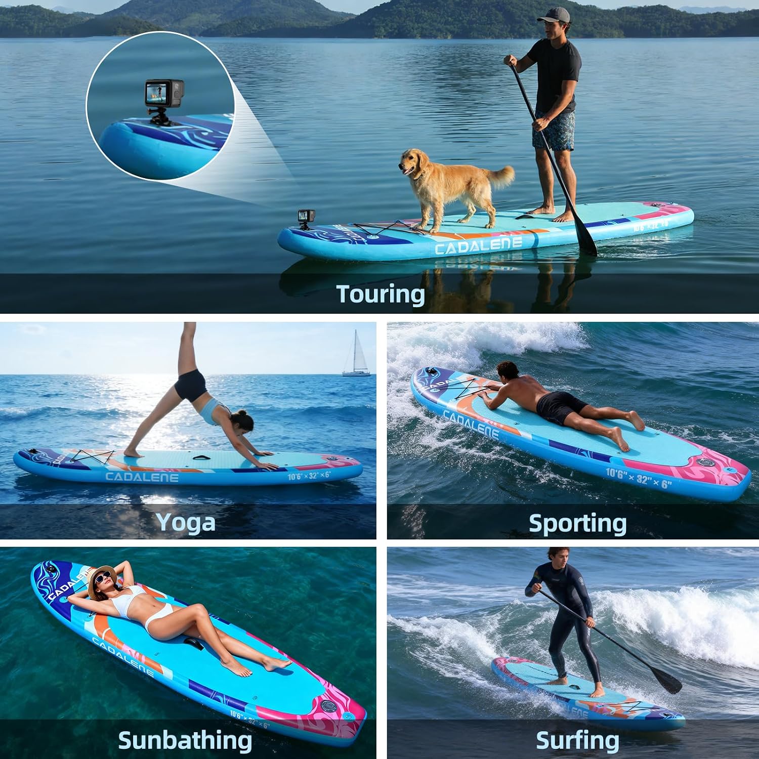 Inflatable Stand Up Paddle Board with SUP Accessories, Anti-Slip EVA Deck, Family-Friendly SUP Boards for Adults & Youth of All Skill Levels, Versatile Yoga Paddle Board
