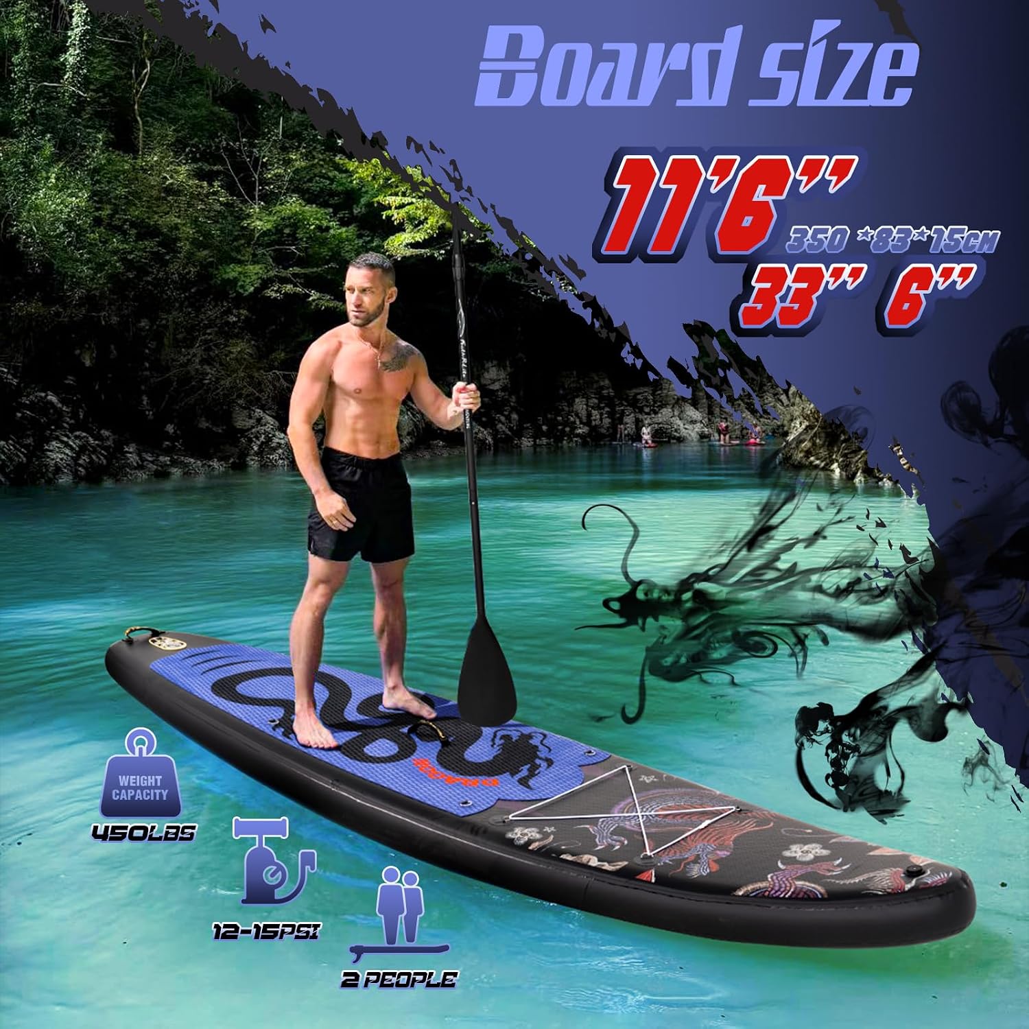 FEATH-R-LITE Inflatable Ultra-Light 10'×30''/10'6''×33'' Stand Up Paddle Board for All Skill Levels with Premium SUP Paddleboard Accessories,Non-Slip Comfort Deck for Youth & Adults