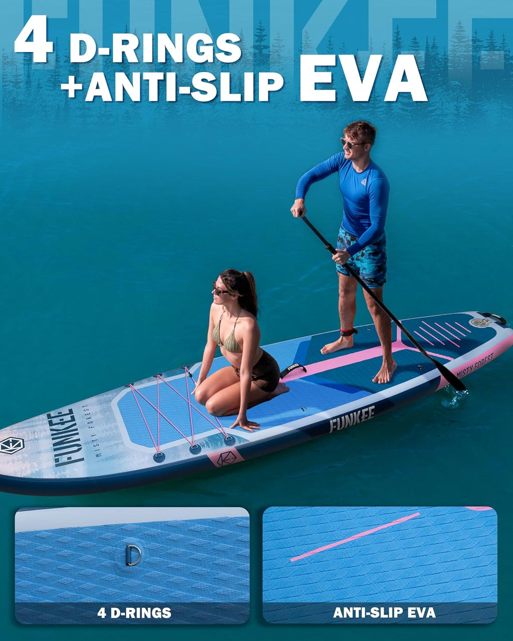 11'×34'×6' Extra Wide Inflatable Stand Up Paddle Board, Sup Board with Removable Fins, Backpack, Floating Paddle, Safety Leash, Floating Phone Case for Adults & Youth of All Skill Levels