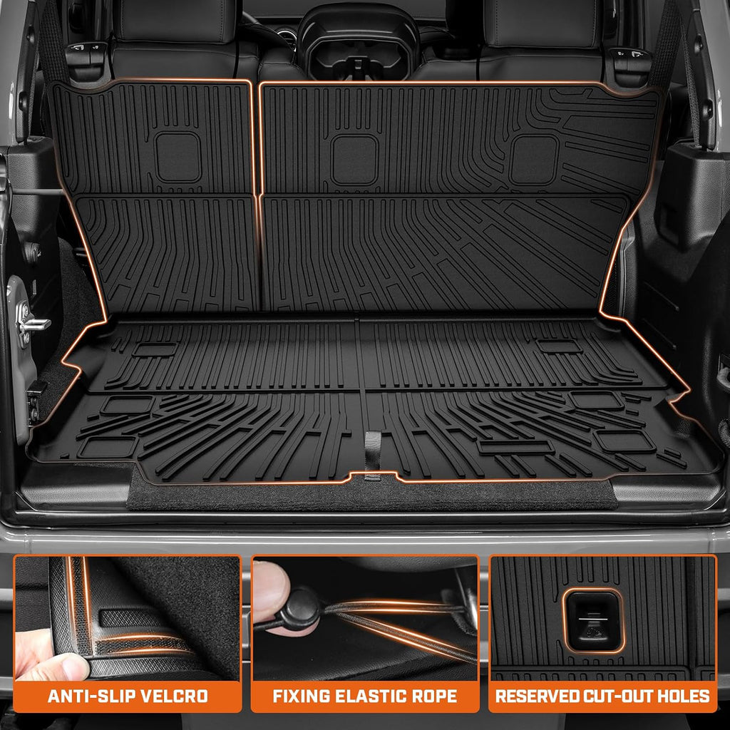 Mixsuper Floor Mat & Cargo Liner for Jeep Wrangler JL 2018-2026 Unlimited 4-Door (Not fit JK/4XE/2-Door),All Weather TPE Floor mat with Backrest and Door Sill Guards Wrangler JL Accessories,Anti-Slip
