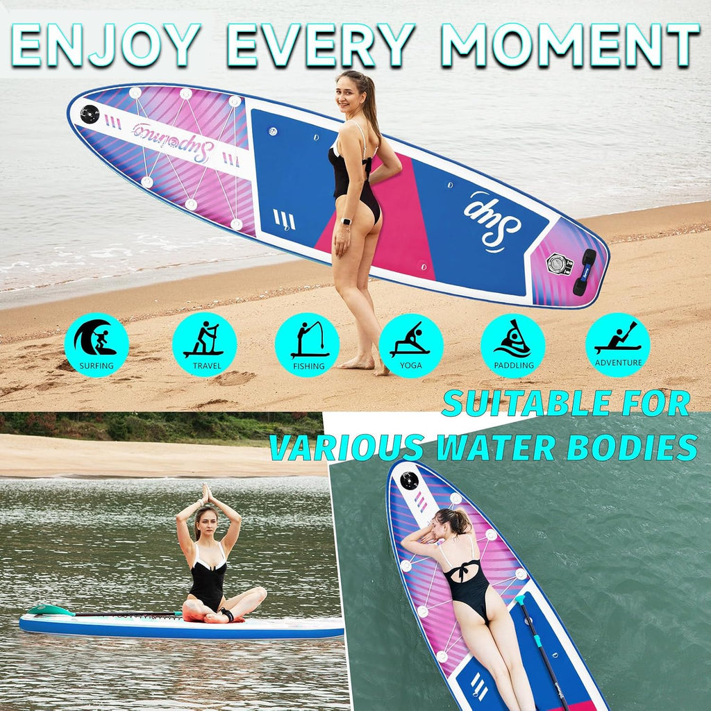 Inflatable Stand Up Paddle Board - Upgraded Glue-Free Hot Melt Technology, Long Service Life, 10'6', Anti-Slip EVA Deck, Full SUP Accessories, Included for Adults Youth All Skill Levels