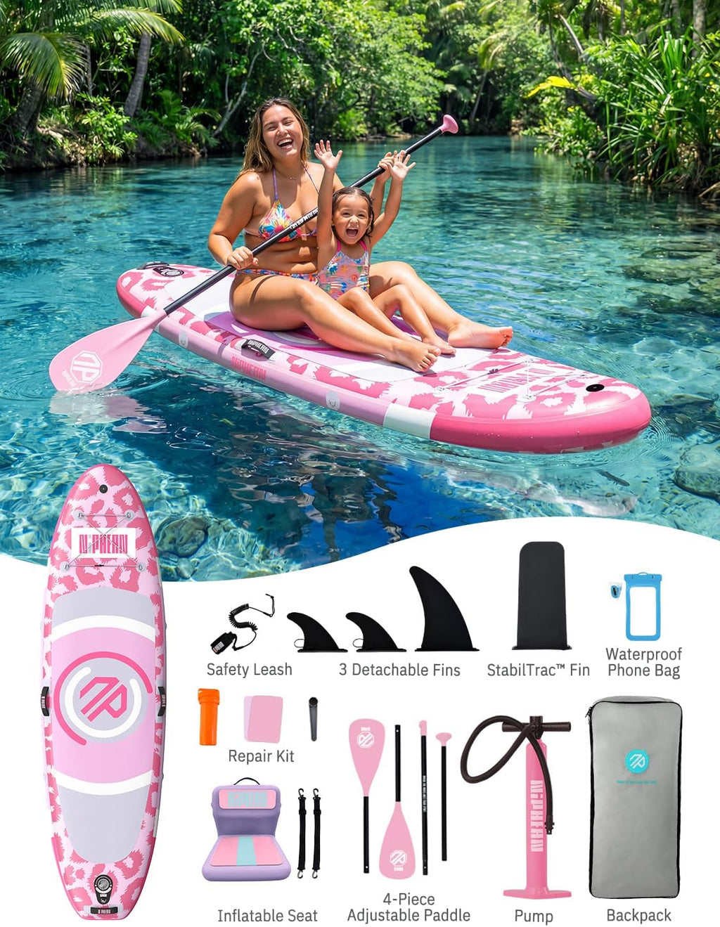 Niphean（Ultra-Light） Inflatable Paddle Board with StabilTrac Fin and Durable SUP Accessories, 10' Stand Up Paddle Boards for Adults & Youth, Versatile Yoga Paddle Board, Gift Ideas