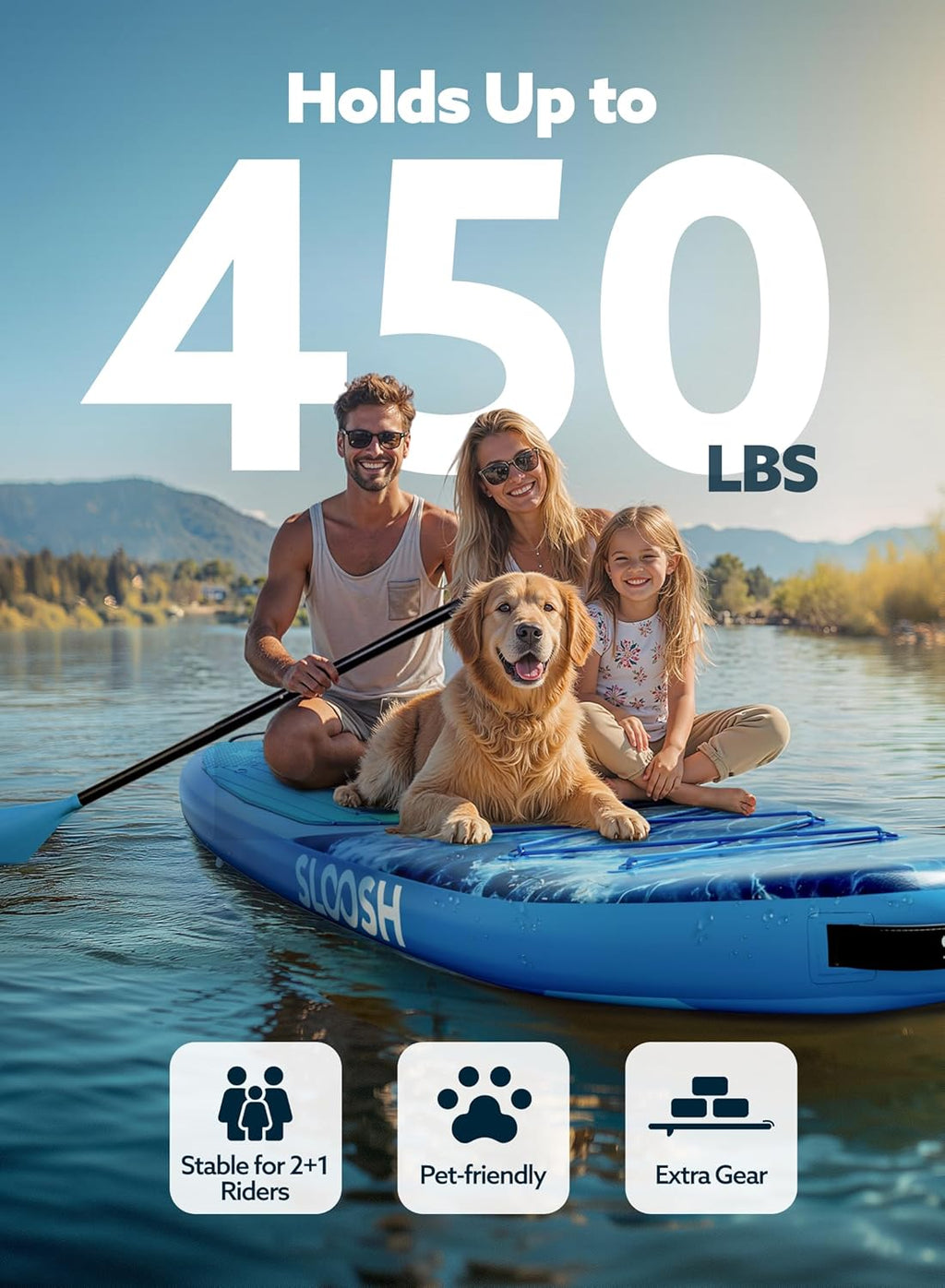 SLOOSH Inflatable Stand Up Paddle Board, 10'6' Paddle Boards with Premium Accessories, Non-Slip EVA Deck, Ultra-Light Carry Bag Pump, Ripple SUP for Youth & Adults of All Skill Levels