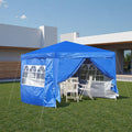 10x10FT Canopy Tent, Outdoor Gazebo Pop up Canopy with 4 Removable Sidewalls & 2 Windows, Patio Camping Shade Canopy with 4 PCS Weight Sand Bag & Carry Bag, Ideal for Parties Events, Blue