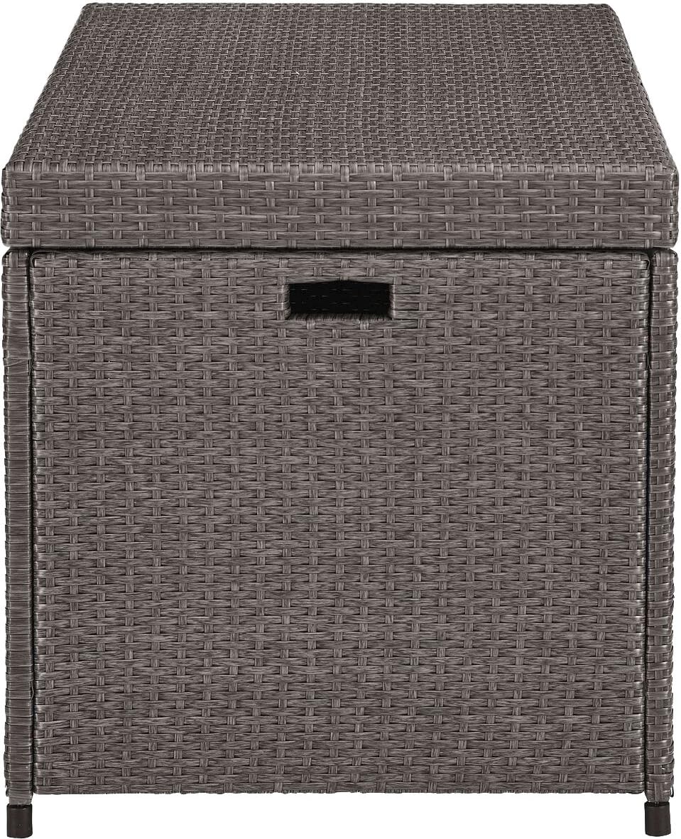 Crosley Furniture Palm Harbor Wicker Outdoor Storage Box for Patio Furniture Cushions and Pool Floats, Gray