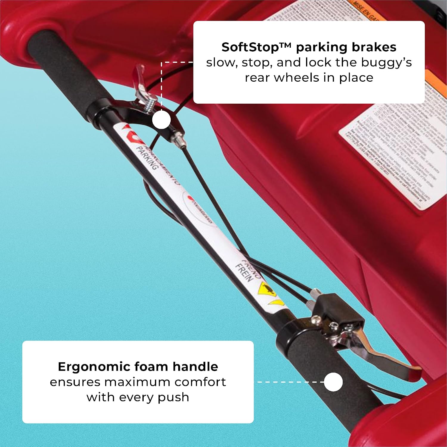 Gaggle by Foundations Parade 6 Seat Buggy Stroller | 6 Passenger Buggy for Kids | 6 Seat Daycare Stroller with 5-Point Safety Harness | EasyLoad Steps | SoftStop Brake | Ergonomic Push Handle | Red