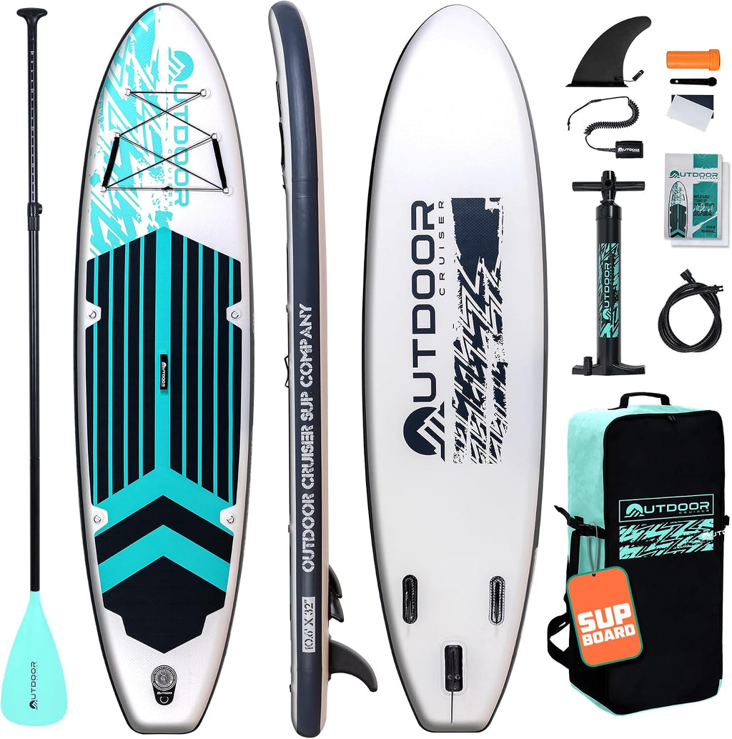 OutdoorCrusier Ultra-Portable Inflatable Stand-Up Paddle Board, Lightweight & Stable with Non-Slip Design, Complete SUP Accessories, Durable Drop-Stitch Material