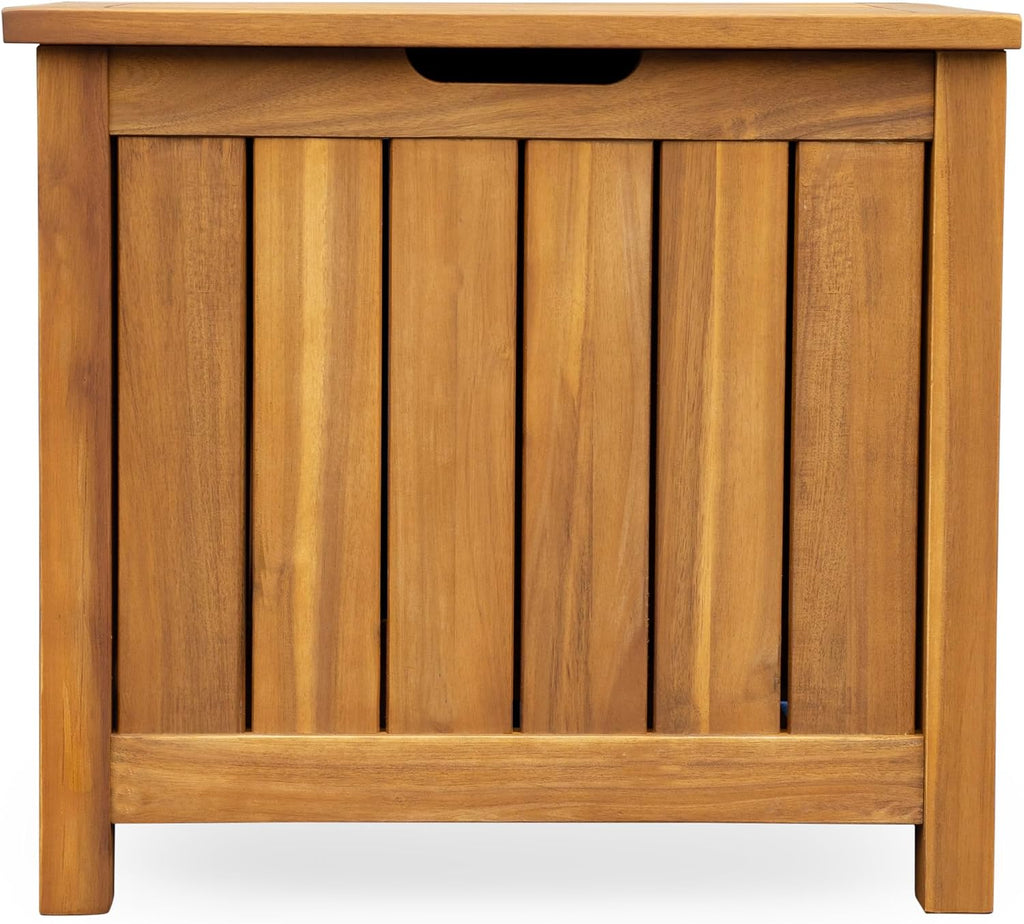 Christopher Knight Home Kensy Acacia Wood Outdoor Storage Box, 30 Gallons Wooden Patio Deck Box, Garden Backyard Tool Storage, Outdoor Storage Container for Patio Furniture Cushion, Teak Finish